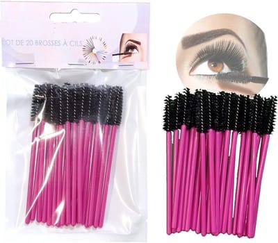Famanu – Wasbare wimperborstels voor mascara en wenkbrauwen, zachte siliconen vezels, 20 stuks, herbruikbaar