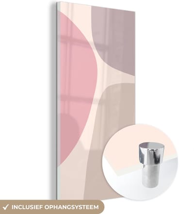MuchoWow® Glasschilderij 60x120 cm - Schilderij acrylglas - Design - Pastel - Minimalisme - Foto op glas - Schilderijen