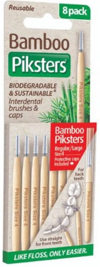 Piksters Bamboe Rechte Ragers - Maat 4 - Rood - 8 stuks