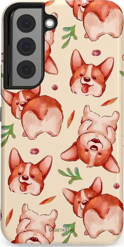 Casetastic Hoesje Geschikt voor Samsung S22 - Stijlvolle Beschermende Duo-layer Case - Corgipootjes