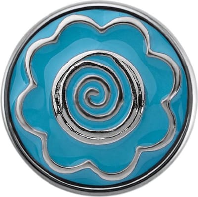Quiges - Dames Click Button Drukknoop 18mm Bloem Symbool Blauw - EBCM276
