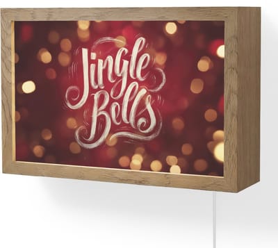 Wandlamp 30x20 cm - Oplaadbaar - Jingle - Bells - Kerst - Rood - Wandlampen binnen woonkamer - Slaapkamer lamp met kabel - Decoratieve nachtlamp - Vloerlamp snoer