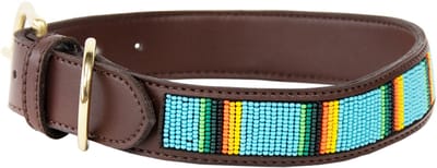 Kentucky Dogwear - Hondenhalsband - Handgeknoopte Parels - Lichtblauw - Maat M - 50cm - Hondenriem