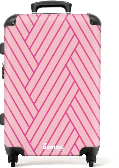 NoBoringSuitcases.com - Grote koffer - Vissengraat in roze met fuchsia - Reiskoffer met 4 wielen - Trolley op wieltjes - Rolkoffer groot - 72 liter - Ruimbagage valies 20kg - Valiezen voor volwassenen