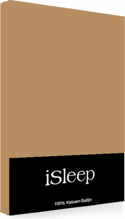iSleep Satijn-Katoen Hoeslaken - Eenpersoons - 90x200+30 cm - Mocca