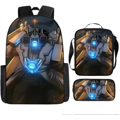 Luxe Populaire Amusant Nouveauté Skibidi toilet Impression 3D 3 pièces/Ensemble élève Sacs d'école Sac à dos pour ordinateur portable Sac à dos de jour Sac à lunch Trousse