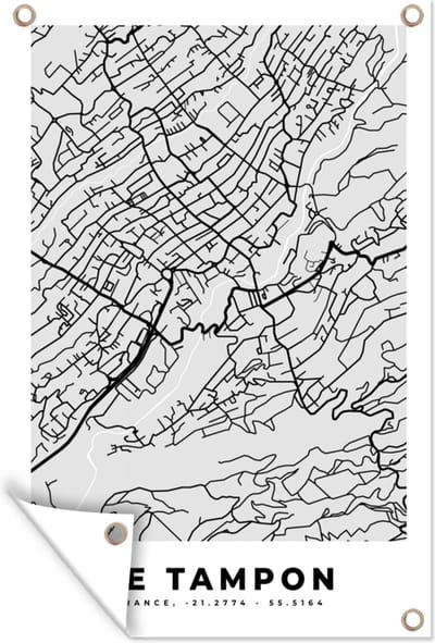 Muurdecoratie Frankrijk - Le Tampon - Stadskaart - Plattegrond - Kaart - 120x180 cm - Tuinposter - Tuindoek