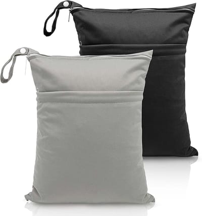 Herbruikbare Waterdichte Tas voor Baby Luiers, Reisorganizer, Yoga Tas voor Vuile Kleding en Zwemkleding, 40cm x 32cm, Zwart, Duurzaam en Handig
