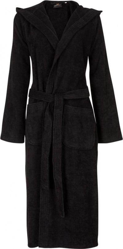 Unisex badjas zwart - badjas dames - badjas heren - badstof katoen - sauna badjas capuchon - maat XS