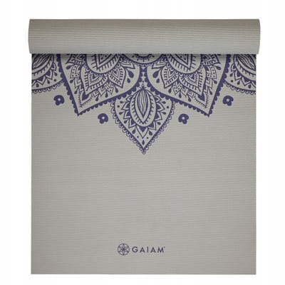 Gaiam Yoga Mat - Sustained Grey Sundial Flower - 5 mm