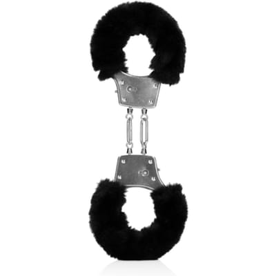 Ouch! - Metalen Handboeien Fluffy - Zwart