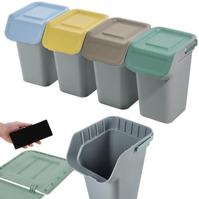Afvalscheidingssysteemset met luchtdicht deksel - 25 liter afvalcontainer voor keuken en kantoor