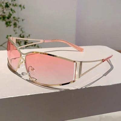 Lunettes de soleil vintage Y2K à monture métallique pour dames et hommes Lunettes de soleil de designer de luxe Populaires Extérieur Creux Steampunk Lunettes Solaires UV400