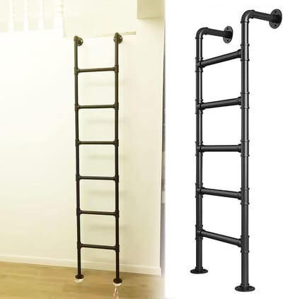 Metalen trapladder - Stapelbed ladder - Veilig klimmen - Smeedijzer constructie - 150cm hoog - Zwart