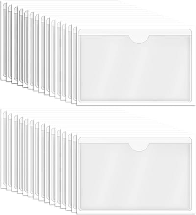30x Transparante Zelfklevende Kaarthouders voor Visitekaartjes en Etiketten (10x8 cm)