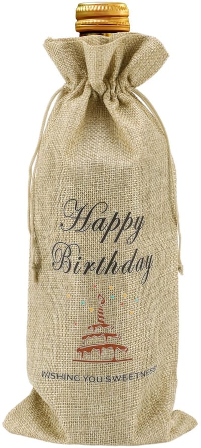 Dailygoods- Wijnfleszak Hoogwaardig Polyester - Cadeaupapier - Geschenktas - Herbruikbaar - Robuust - Trekkoord Sluiting
