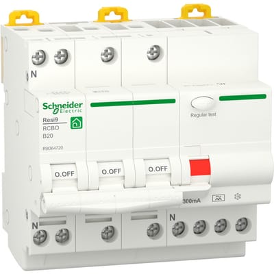 Resi9 3P+N 20A B-Curve RCBO Aardlekautomaat 300mA 6kA - R9D64720