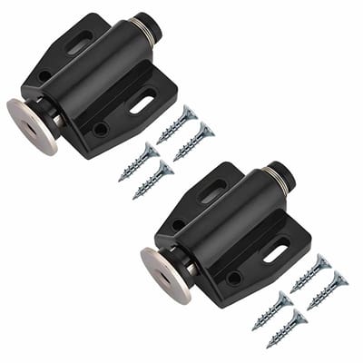 Dailygoods- Deurvanger Zwart - Magnetische Drukontgrendeling - Duurzaam Kunststof - Eenvoudig te Installeren - Pack van 4 - Weerbestendig - Deurstopper
