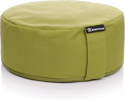 SnelShoppen - Yogakussen rond 31 cm diameter 13 cm hoog met boekweitschillen vulling - Wasbare hoes 100% extra dikke katoen - Meditatiekussen - Zitkus
