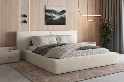 Bed 06 - Gestoffeerd tweepersoonsbed met bouclé overtrek - 180x200 cm - Elegant en comfortabel - Crème (Anthology 20)