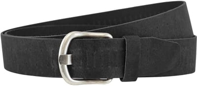 Landley Leren Gleufjesriem uit Hunter Leer – Stoere Jeansriem - Dames & Heren - 4 cm - Zwart - Lengte totaal 100 cm / Riemmaat 85
