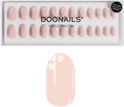 Doonails - Soft Gel Press Ons - Flower Power Medium Round