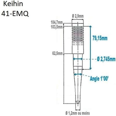 Aiguille de carburateur Keihin FCR 35 à 41mm référence 41-EMQ Neuf pour moto