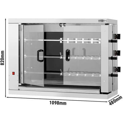 GGM Gastro Elektro Hähnchengrill - Glaskeramik - 14,4 kW - mit 3 Spießen für bis zu 18 Hähnchen Zilver