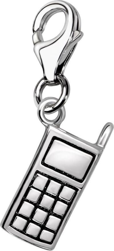 Quiges – 925 - Zilver – Charm - Bedel - Hanger - 3D Mobieltje - met – sterling - zilver - karabijnslot - geschikt - voor - Bedelarmband HC357