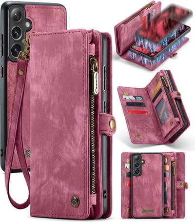 CaseMe Hoesje - Geschikt voor Samsung Galaxy S24 Hoesje - CaseMe 008 2-in-1 Book Case & Back Cover met Portemonnee - Pink