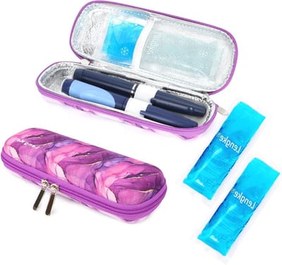 Insuline Koeltas voor Insulinepen, Ideaal voor Diabetici, Marmor Lilac, Modern en Handig Accessoire