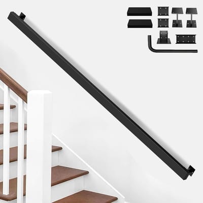 Metalen Trapleuning - Binnen Leuning - Veiligheid Binnen - Modulair Design - 300 cm - Zwart