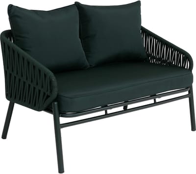 Aluminium tuinbank MCW-P90, tuinset Outdoor zitbank, touwvlechtwerk Rope stof/textiel (180 g/m²) ~ groen