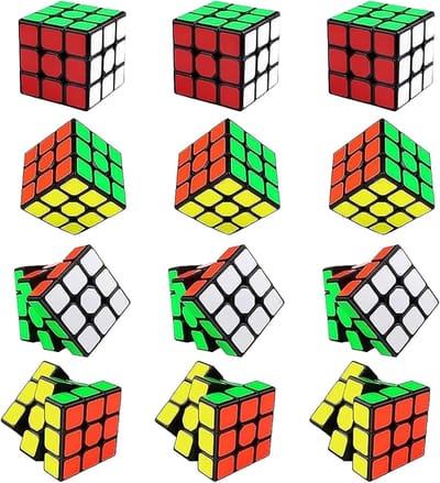 Speed Cube Set - Mini Puzzel - Hersenen Trainen - Vloeiende Rotatie - 12 Stuks - Veelkleurig