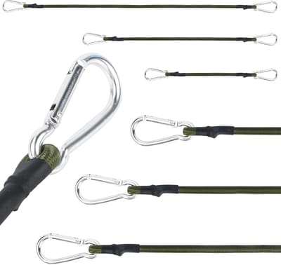 Set van 6 Extra Sterke Tension Rubber Bands met Carabiner Haken voor Tuin, Zeilen en Luggage Tensioner 30 cm, 60 cm, 90 cm