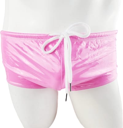 BamBella ® - Boxer short Maat S/M Datex roze (Latex en stof SM kleding BDSM erotische heren kleding ondergoed lingerie onderbroek zwart