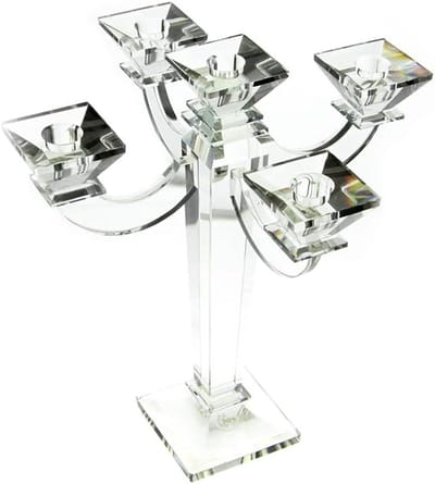 Kaarshouder Vijf Vlammen - Kandelaar Kristal - Sfeerverlichting Creëren - Vijf Vlammen - 29.5 cm Hoog - Transparant