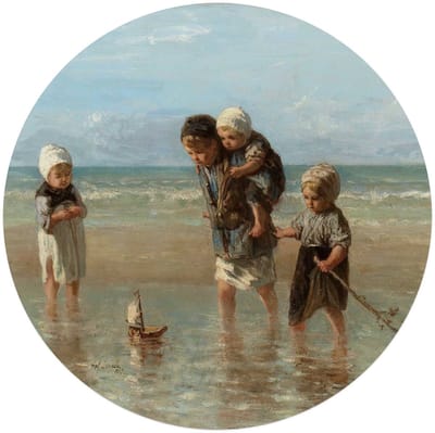 Glasschilderij Jozef Israëls - Kinderen der Zee - Ø 70 - Glas - REINDERS