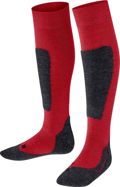 FALKE Active Ski warm dik wol functioneel materiaal skisokken kinderen rood - maat 27-30