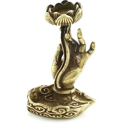 1 stuks Koperlegering Terugstroom Wierook Bergamot Lotus Messing Wierookhouder Wierook Zen beige
