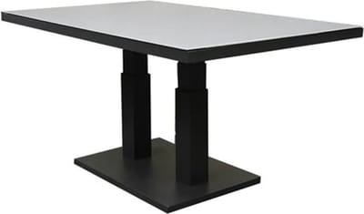New York lounge-diningtafel 140x85xH49-72 cm in hoogte verstelbaar aluminium antraciet - glass top