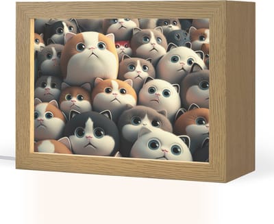 Nachtlampje 20x15 cm - Kinder lampje - Kat - Huisdieren - Poes - Bruin - Grijs - Kinderen - Tafellamp kinderkamer - Slaapkamer lamp - Bedlamp kinderen - Kinderlampje stopcontact - Wandlamp babykamer - Nachtlampjes