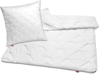 sleepling dekbed kussen set Basic 100 | dekbed 135 x 200 cm en kussen 80 x 80 cm | licht zomerdekbed | overtrek van 100% microvezel | Made in EU | wasbaar tot 60 graden | wit