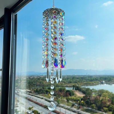 Tuin Kleurrijk Windspel Metaal Kristal Windspel Kleurrijk Glas Hangende Decoratie Tuin Kamer Hangende Decoratie Vriend Cadeau