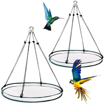 Dailygoods- Vogelzaad Schaaltjes 2 Stuks - Hangende Voederbak - Vogelzaad Schaalhouder - 8 Haken - Duurzaam Glasvezelgaas - 50x50x1cm - Vogelvoederbak