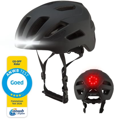 GOOFF® RIDER Fietshelm met Verlichting - Ebike Helm voor Volwassenen - Geschikt voor Elektrische Fiets en Racefiets - LED Licht - Dames en Heren - Zwart - M