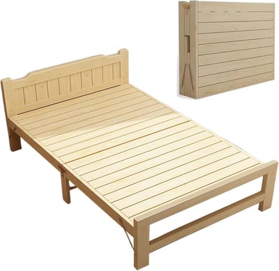 Vouwbed - Logeerbed - Extra slaapplaats - Massief hout - 195x80cm - Natuurlijk