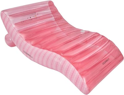 Opblaasbaar Luchtbed - Zwemband Vlotter - Ontspannen in water - Met bekerhouder - 180 x 114 cm - Roze wit gestreept