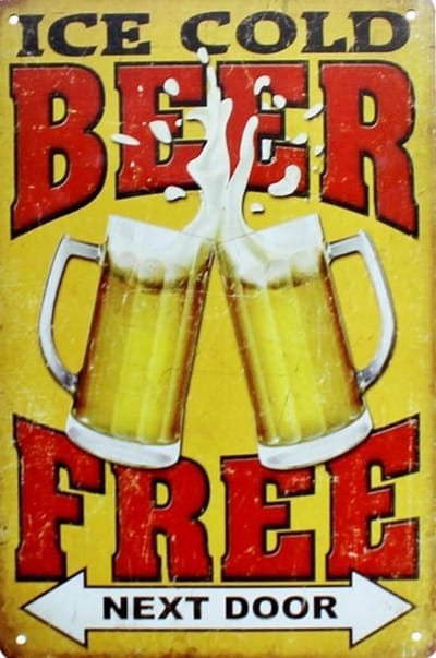 Ice Cold Beer - ijskoud bier - Next door - Bij de Buren - METALEN WANDBORD RECLAMEBORD MUURPLAAT VINTAGE RETRO WANDDECORATIE TEKST DECORATIEBORD RECLAME NOSTALGIE  9963