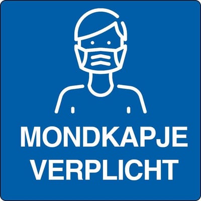 Vloerpictogram “mondkapje verplicht” Wit & Blauw Anti-slip-vloersticker